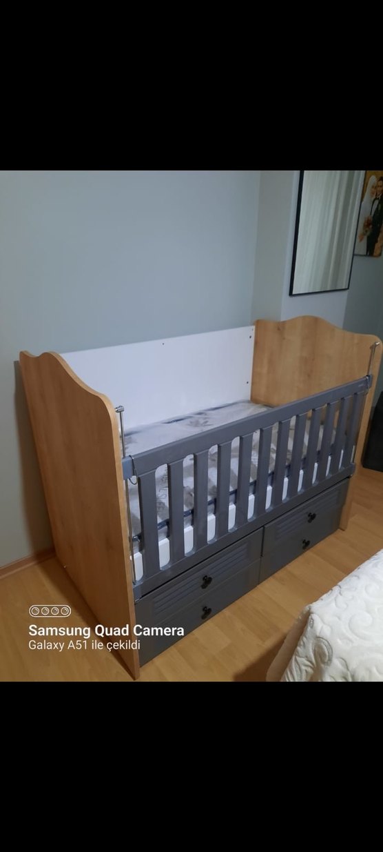 Gri Bebek Beşiği Tül Cibinlikli - Görsel 3