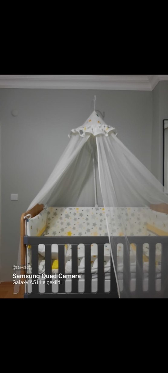 Gri Bebek Beşiği Tül Cibinlikli - Görsel 2