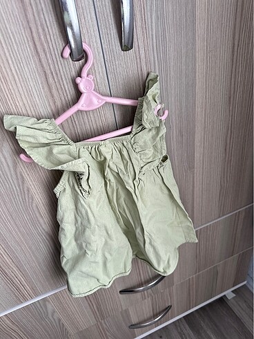3-6 Ay Beden yeşil Renk Kız bebek elbise