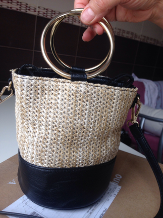 universal Beden Zara tarz hasır-siyah çanta #zara #hasıt #mango 