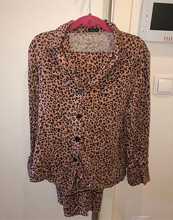 İkea leopar m beden piJama takımı