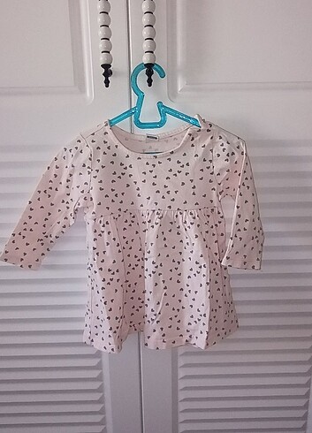 Toz pembe Puantiyeli kız bebek elbise