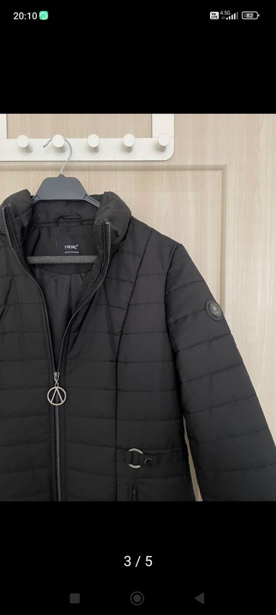 Siyah Kemerli Uzun Kadın Kışlık Mont - Görsel 3