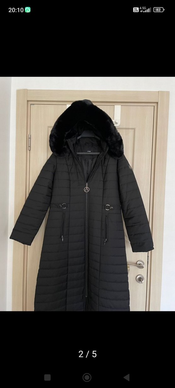 Siyah Kemerli Uzun Kadın Kışlık Mont - Görsel 2