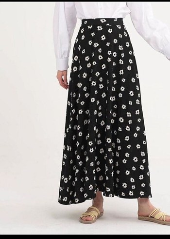 Beyaz Puantiyeli Pamuklu Uzun Etek - Görsel 2