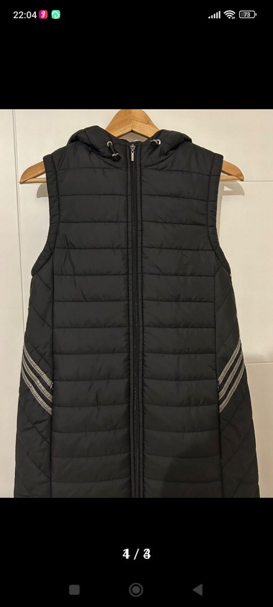 Siyah Fermuarlı Kadın Kapüşonlu Yelek - Görsel 2