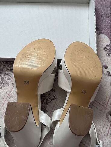 Gelin Ayakkabısı Sedef Kırık Beyaz kalın topuklu ayakkabı - Görsel 7