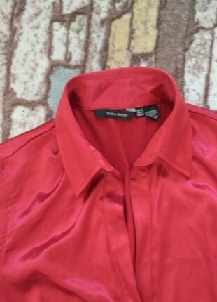 s Beden Zara saten kırmızı bluz gömlek