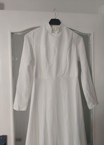 Diğer Beyaz uzun tesettür elbise nikah elbisesi gelinlik