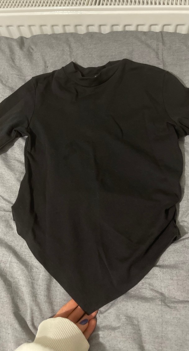 Siyah Uzun Kollu Hamile Tişörtü - Görsel 2