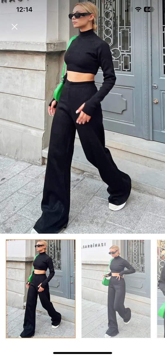 Siyah Kadın Triko Takım - Görsel 2