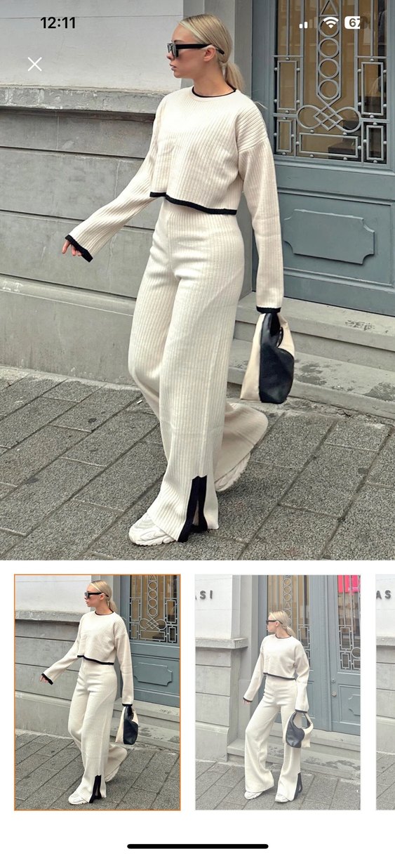 Bej Kadın Kemerli Rahat Kesim takım - Görsel 3