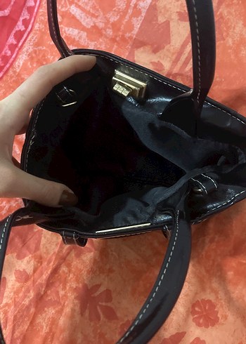 Siyah Deri Tokalı Kadın Çanta - Görsel 2