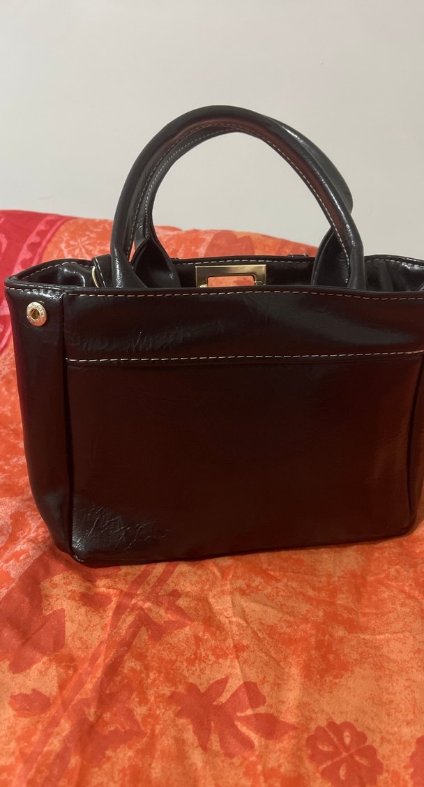 Siyah Deri Tokalı Kadın Çanta - Görsel 3