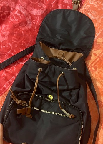 Kadın Siyah Deri Tokalı Sırt Çantası - Görsel 2