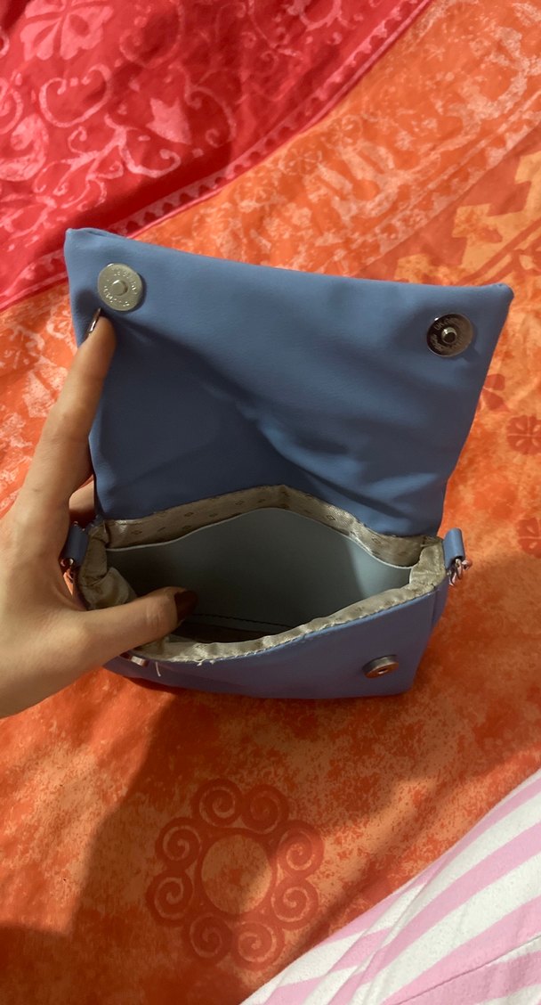 Zincir Detaylı Mavi Deri Kadın Çanta - Görsel 4