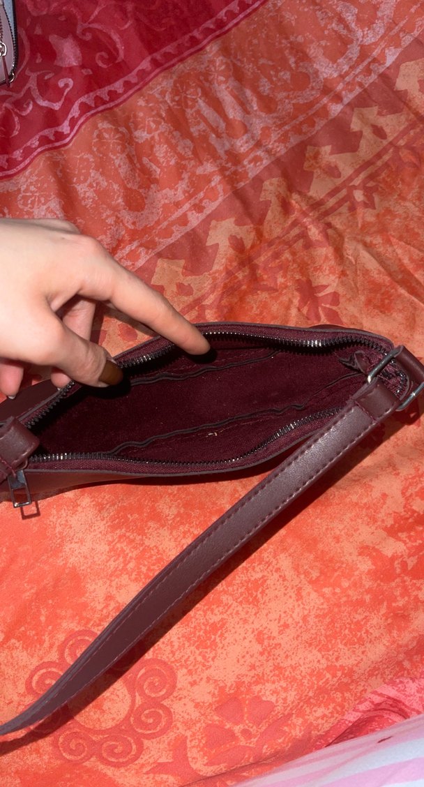 Bordo Deri Kadın Omuz Çantası - Görsel 3