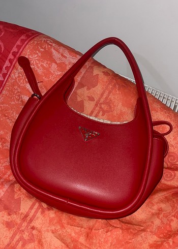 Kırmızı Deri Kadın Omuz Çantası - Görsel 2