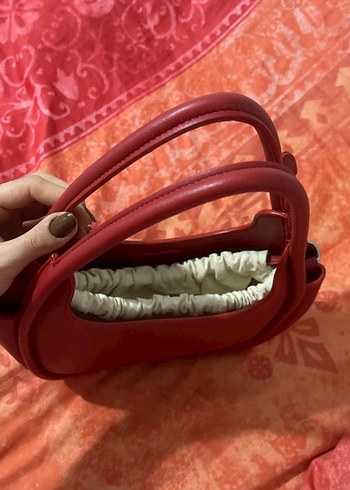 Kırmızı Deri Kadın Omuz Çantası - Görsel 5