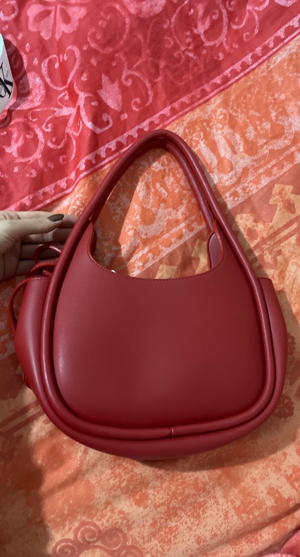 Kırmızı Deri Kadın Omuz Çantası - Görsel 4