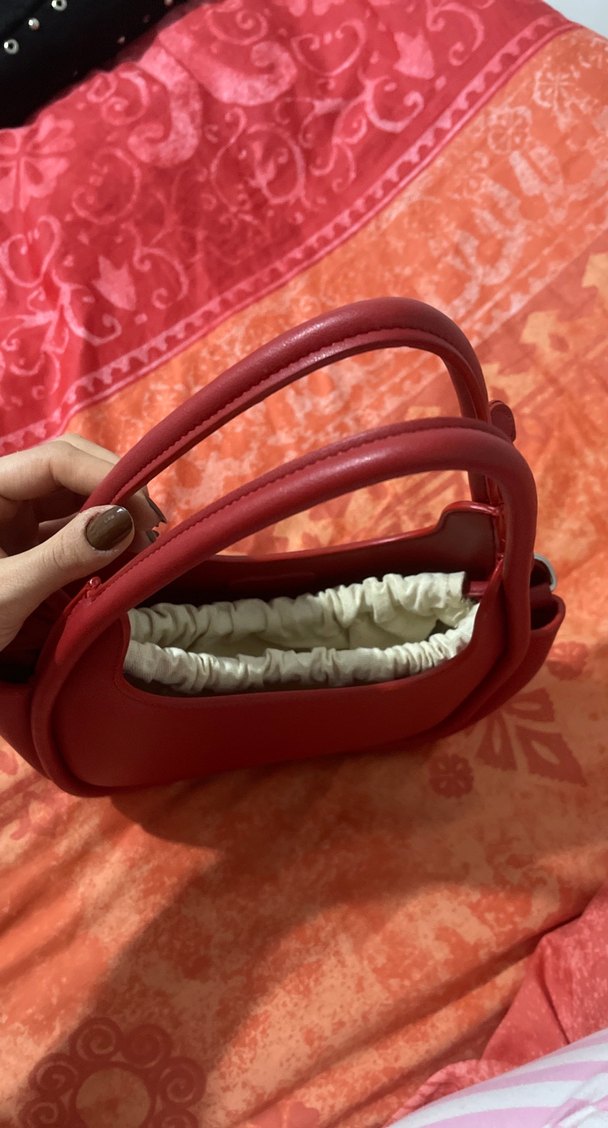 Kırmızı Deri Kadın Omuz Çantası - Görsel 5