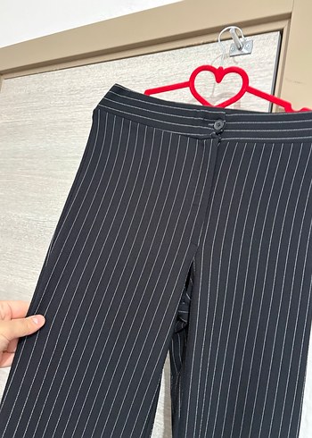 xl Beden Düğmeli Çizgili Kadın likralı Pantolon