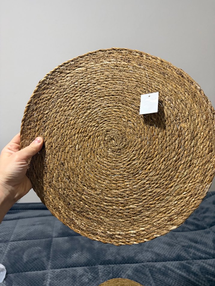 Bohem Tarzı Bej Yuvarlak hasır jüt Seti - Görsel 3