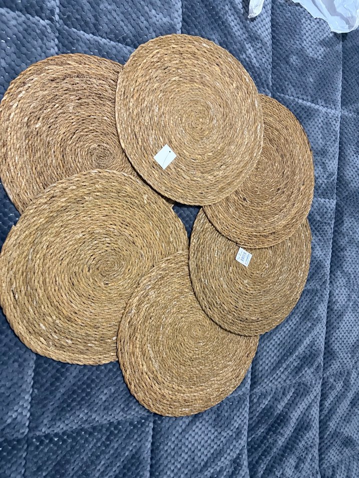 Bohem Tarzı Bej Yuvarlak hasır jüt Seti - Görsel 2
