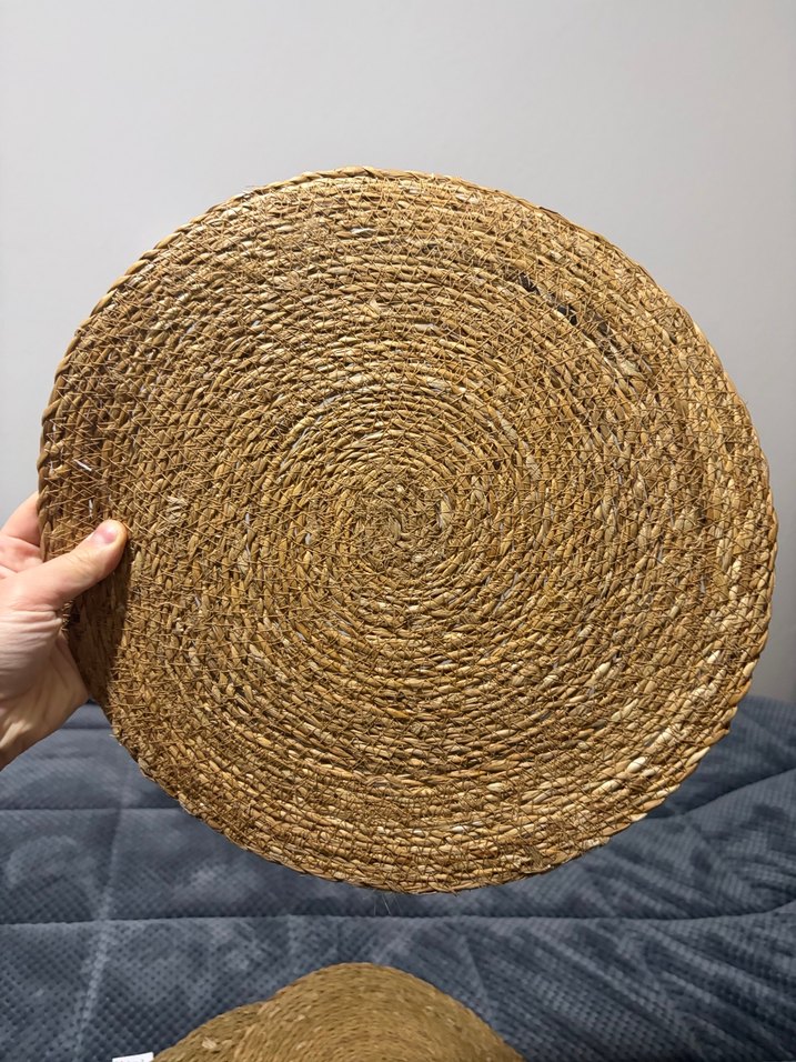 Bohem Tarzı Bej Yuvarlak hasır jüt Seti - Görsel 4