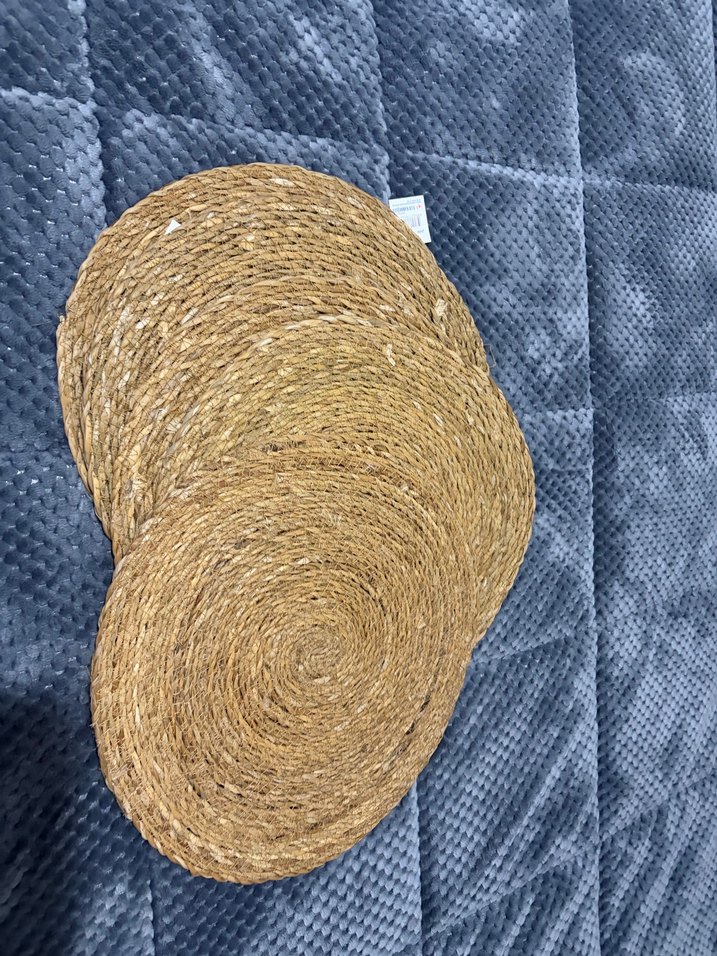 Bohem Tarzı Bej Yuvarlak hasır jüt Seti - Görsel 5