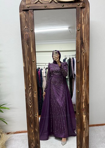 Mor Uzun Abiye Elbise - Görsel 3