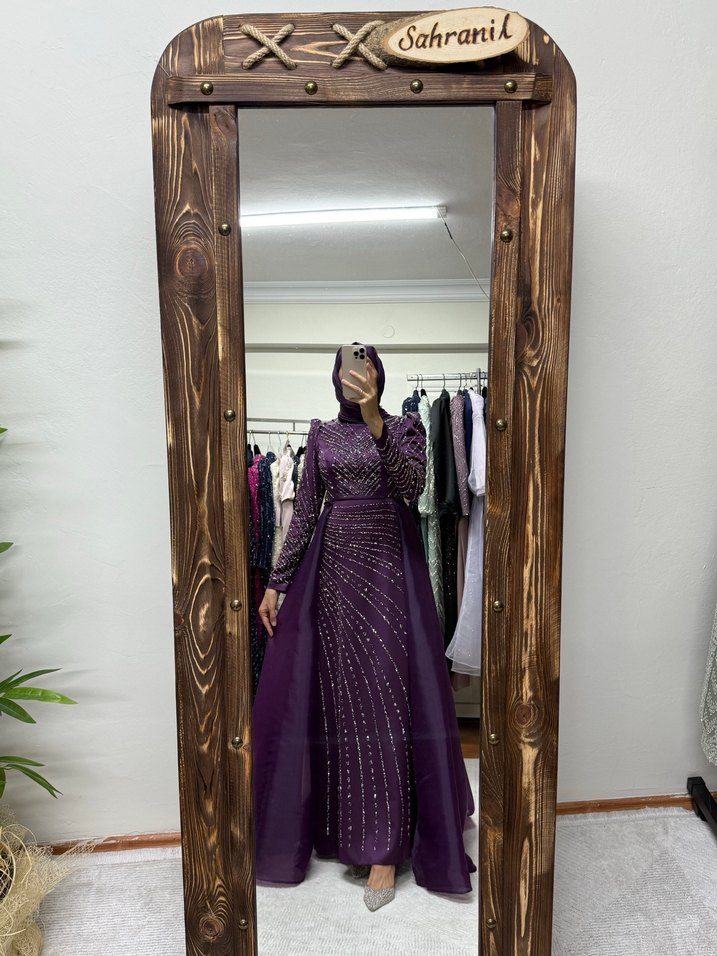 Mor Uzun Abiye Elbise - Görsel 2