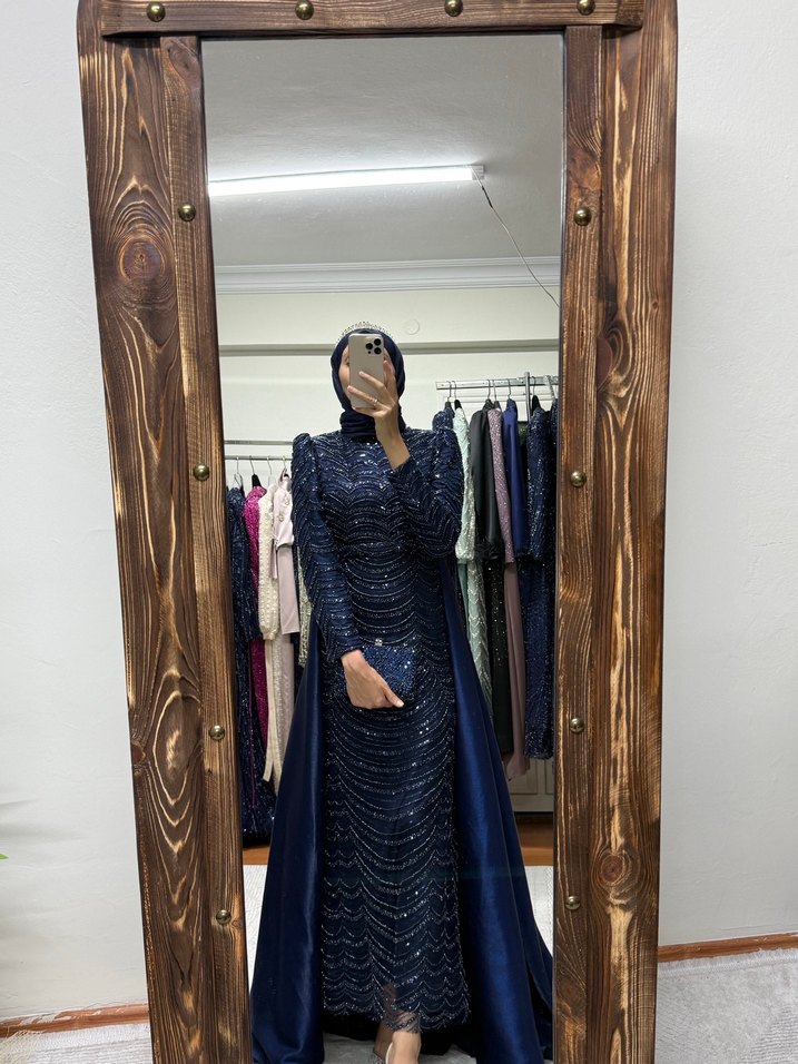 Pelerin detaylı kalem abiye - Görsel 2