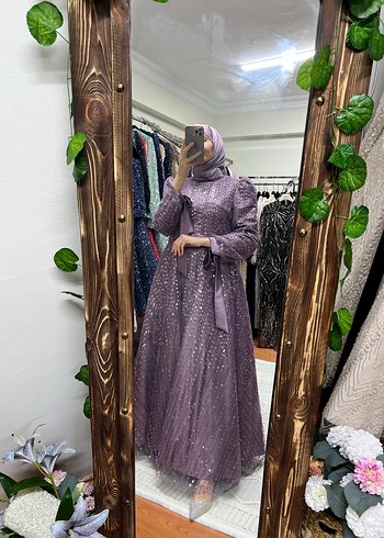 Lavanta kolu fiyonklu   Abiye Elbise - Görsel 3