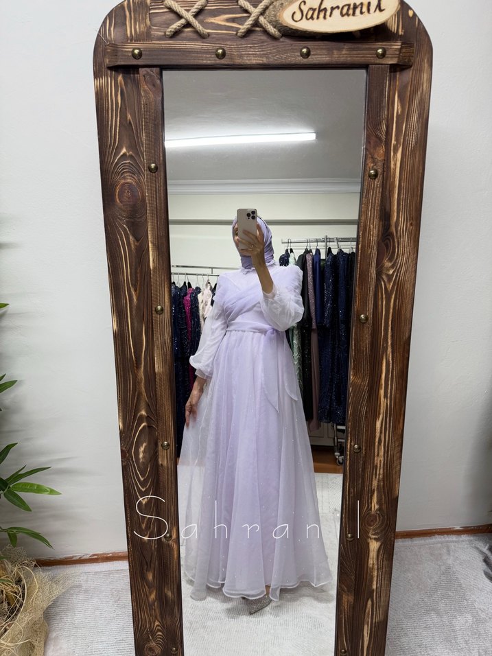 Lila ton Uzun Kadın Elbise - Görsel 2