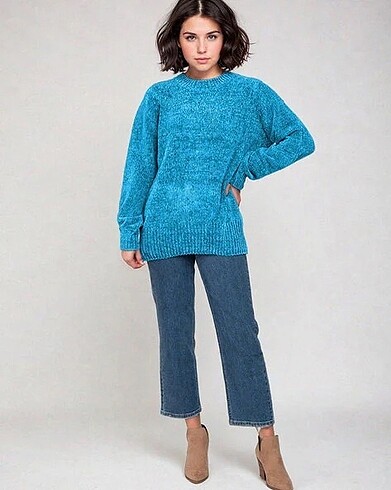 Zara mavi triko oversize kazak