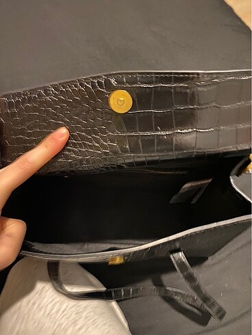 Beden siyah Renk Mango siyah timsah derisi çanta