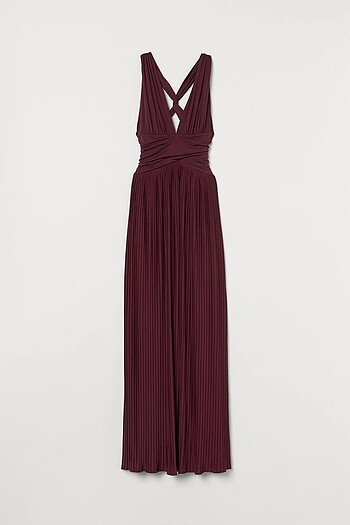 H&M mürdüm mor abiye uzun elbise