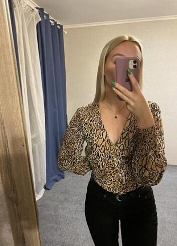H&M H&M leopar desenli şifon bluz bustiyer
