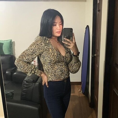 s Beden camel Renk H&M leopar desenli şifon bluz bustiyer