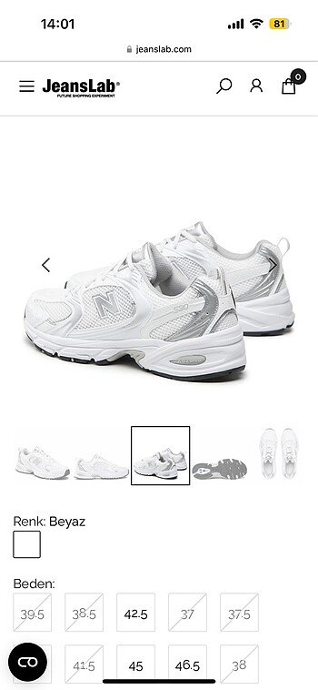 37,5 Beden New Balance 530