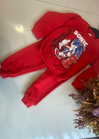 7 yaş Sonic Baskılı Şardonlu Pijama Takımı