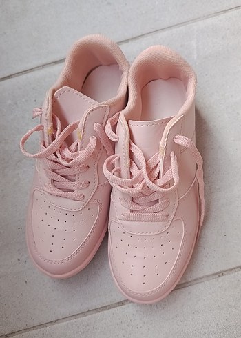 Pembe Bağcıklı Sokak Stili Kadın Spor Ayakkabı