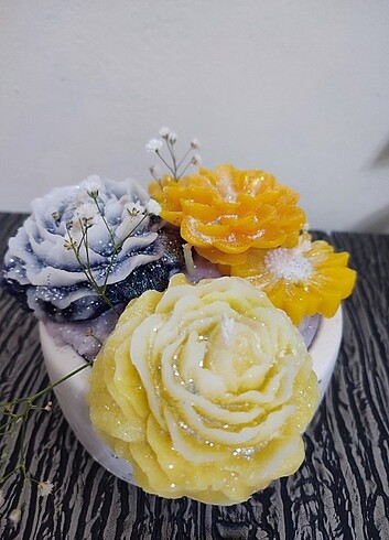  Beden Renk Mum dekoratif çiçekli 