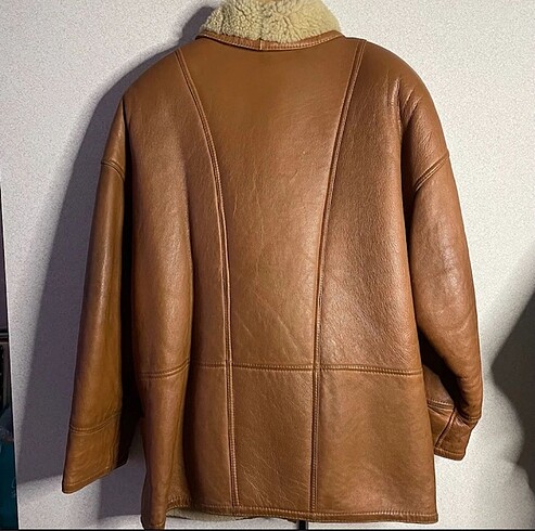m Beden camel Renk Hakiki Deri Vintage 0 Koyun Yünü Napa