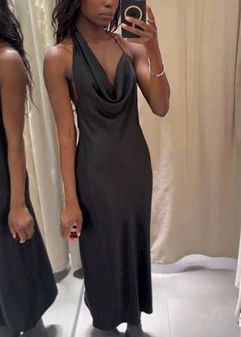 Zara Zara saten siyah elbise