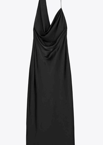 Zara saten siyah elbise