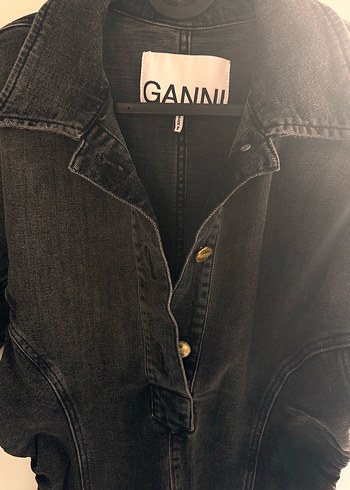 s Beden Siyah Denim Düğmeli elbise
