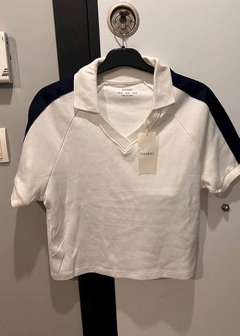 Oysho Kiz Beyaz Polo Tisort Kisa Kollu