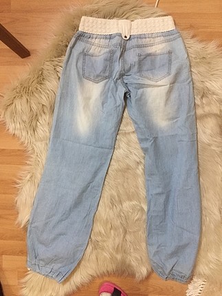 m Beden Bilek bağcıklı bol ince çok rahat kot kumaş pant. M bedendir
